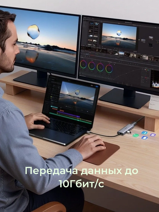 UGREEN USB-C Hub 6-in-1 DisplayPort 4K@60Hz PD100W USB-C USB-A CM511 75586