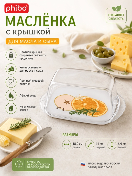 Маслёнка для масла и сыра с декором - 