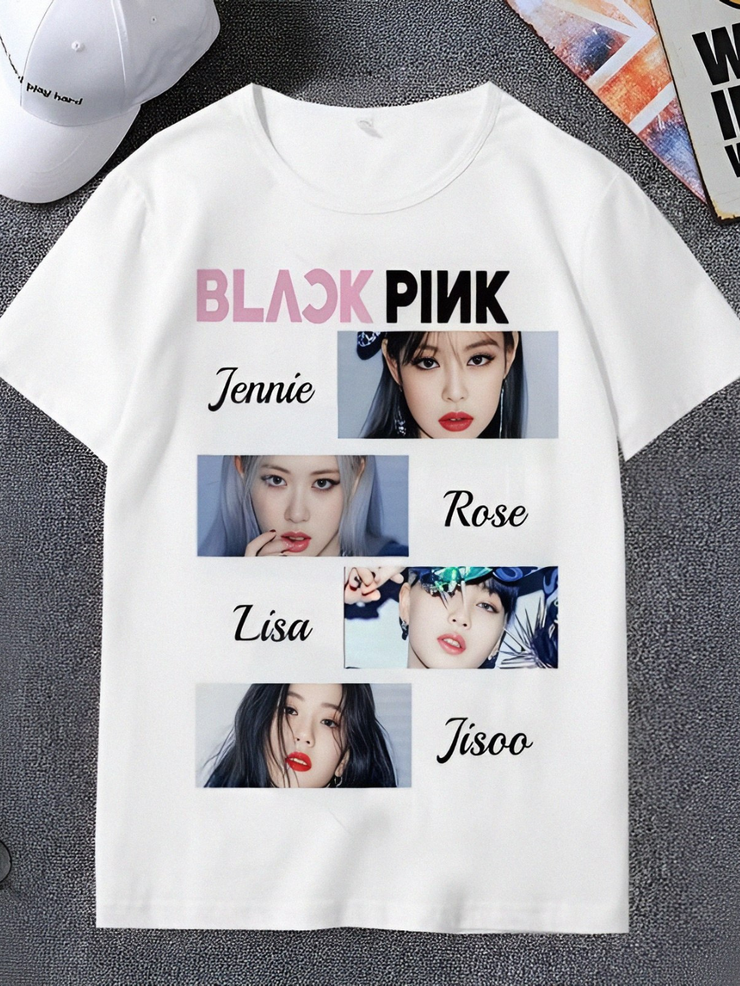 Futbolka, ayollar futbolkasi, blackpink uslubi, pinterest uslubi - 