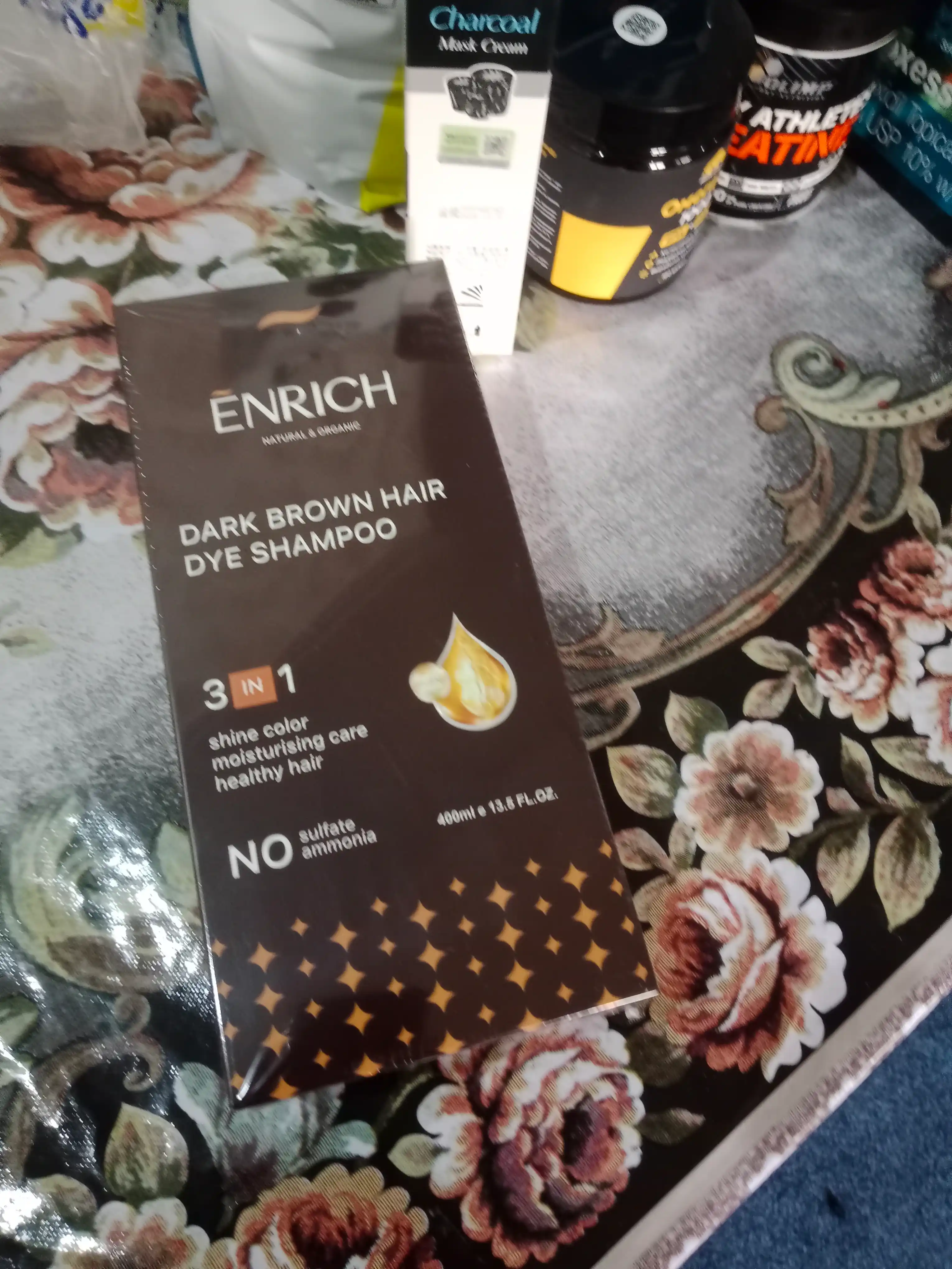 Шампунь-краска Enrich для окрашивания и тонирования волос 3в1, против седины, 400 мл