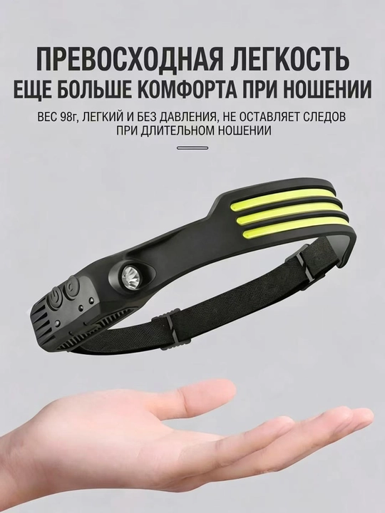 Многофункциональный USB-фонарь на голову с сенсором, для рыбалки и отдыха