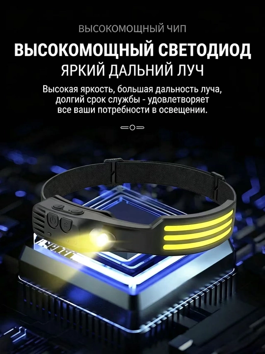 Многофункциональный USB-фонарь на голову с сенсором, для рыбалки и отдыха
