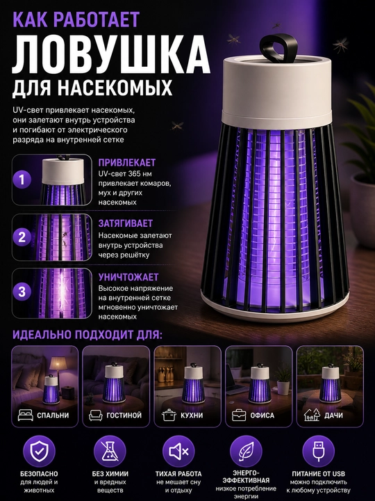 Мухоловка, электрическая ловушка для комаров и мух