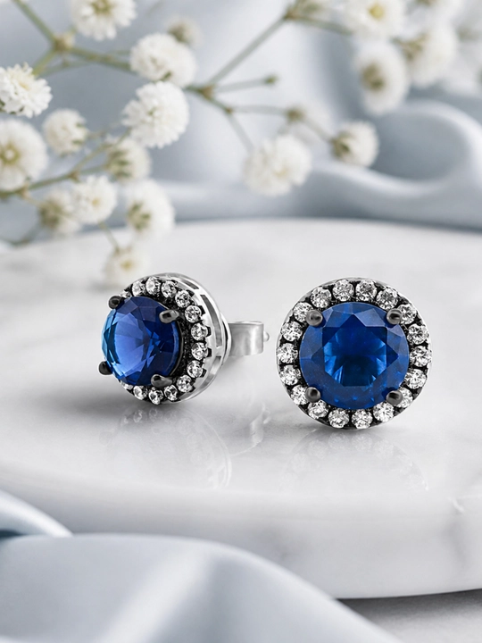 Серьги из серебра 925 пробы с родием вставки: Сапфир Фианит (OS00142E-0S-VVO) 