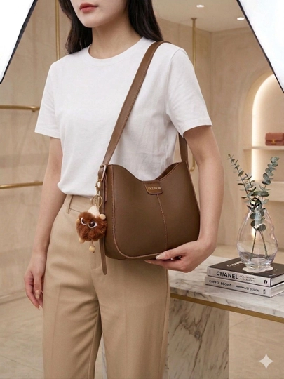 Современная, стильная женская сумка для руки и плеча — YASIF-FASHION2-КОРИЧН