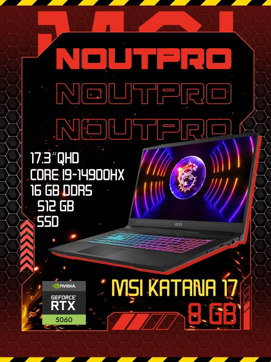 Ноутбук MSI KATANA 17 Intel Core i9-14900HX 16 GB DDR5 SSD 512 GB RTX 5060 8 GB 17.3 QHD - 