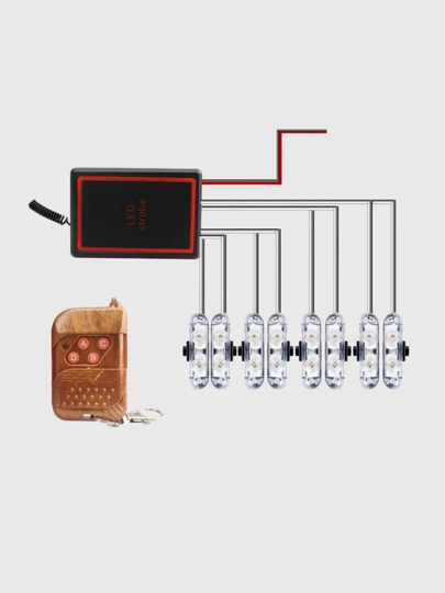 Стробоскопы на авто, 4 шт., 16 LED, с пультом, для решетки радиатора
