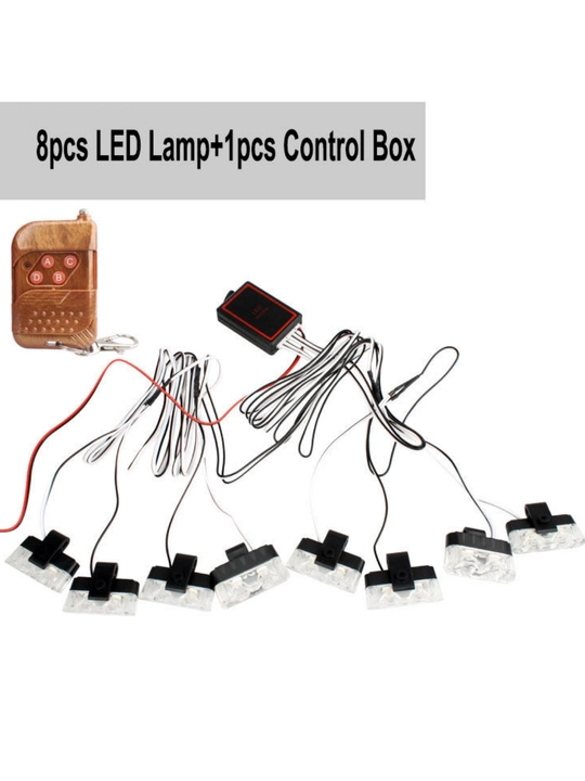 Стробоскопы на авто, 4 шт., 16 LED, с пультом, для решетки радиатора