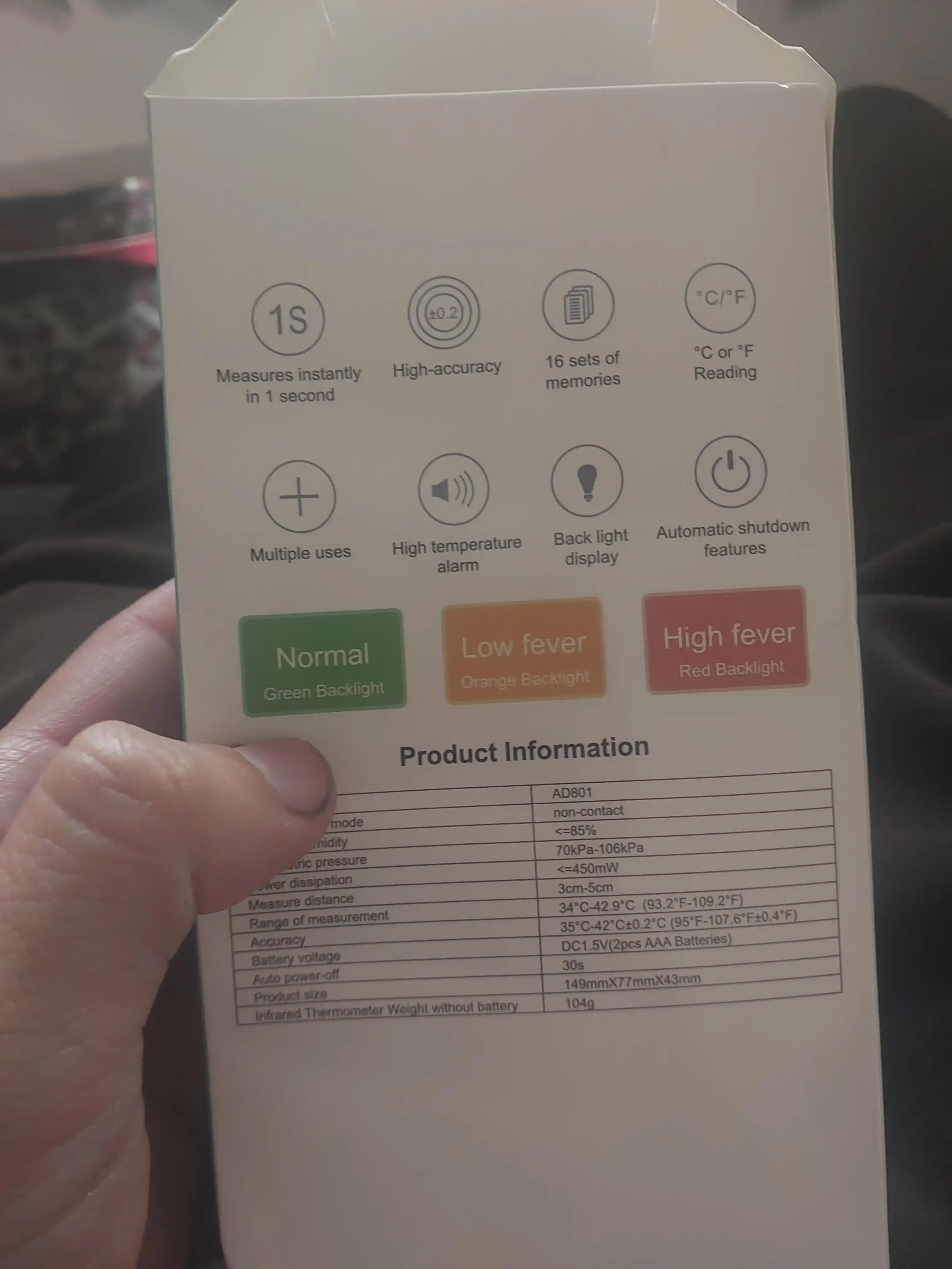 Elektron infraqizil termometr, kontaktsiz