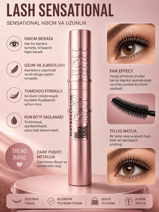 Kipriklar uchun tush "Sky High", qora, 7.2 ml - 