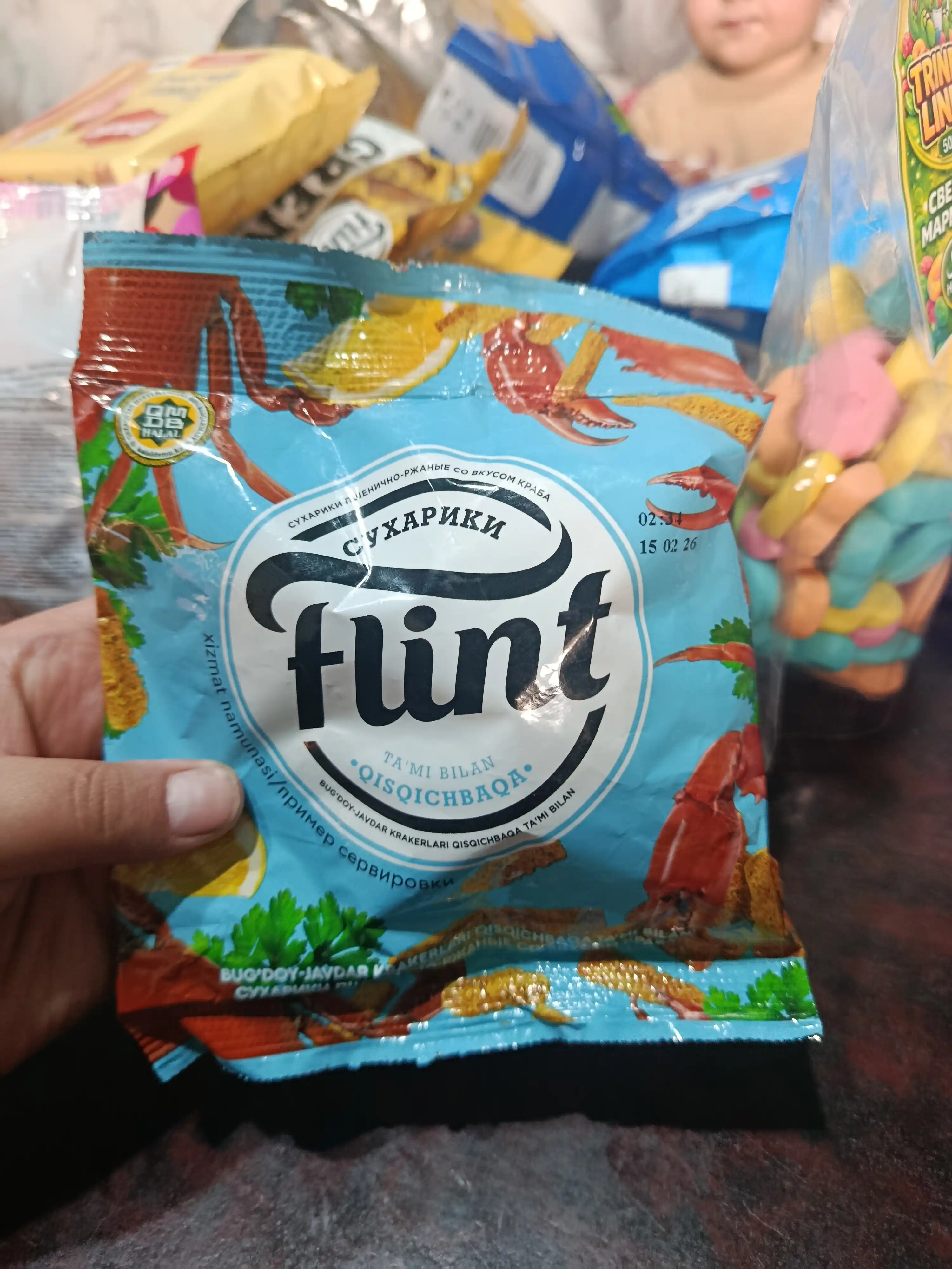 Сухарики Flint cо вкусом краба, 60 гр