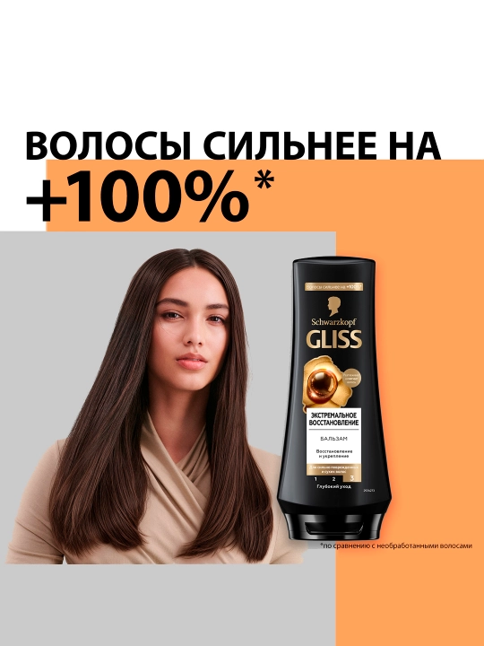 Бальзам GLISS KUR «Экстремальное восстановление» для сильно повреждённых и сухих волос, 200 мл