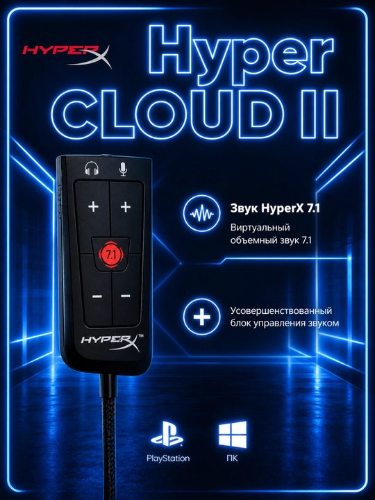 Игровая гарнитура HyperX Cloud II – 7.1 Surround, с микрофоном, удобная и мощный звук