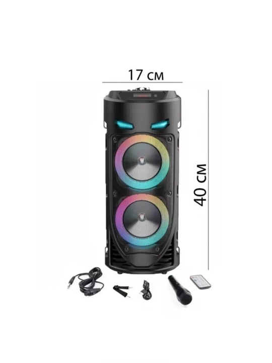 Portativ kolonka, simsiz Bluetooth karaoke musiqasi, mikrofonli, pultli va RGB yorug'lik