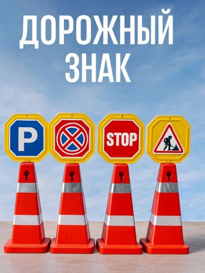 Дорожные конусы с дорожными знаками — ZARIFFF-ЗНАК-ЗНАКР
