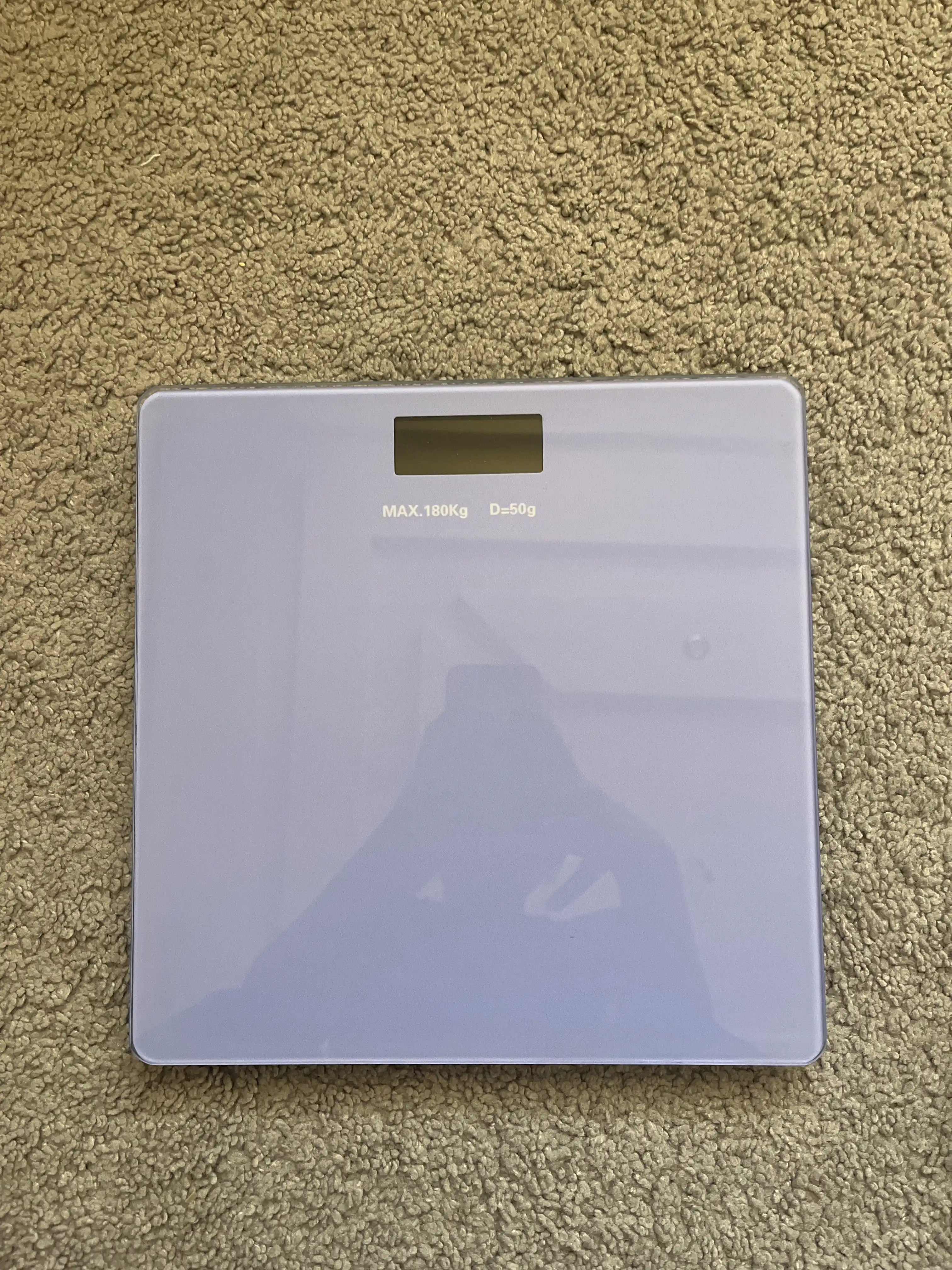 Elektron tarozi, uy uchun, polga, shaffof, shisha, to'rtburchak, 180 kg gacha, 26 x 26 sm