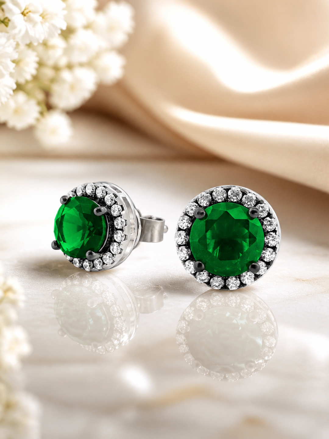 Серьги из серебра 925 пробы с родием, вставки: фианит (OS00143E-0S-ZKC)