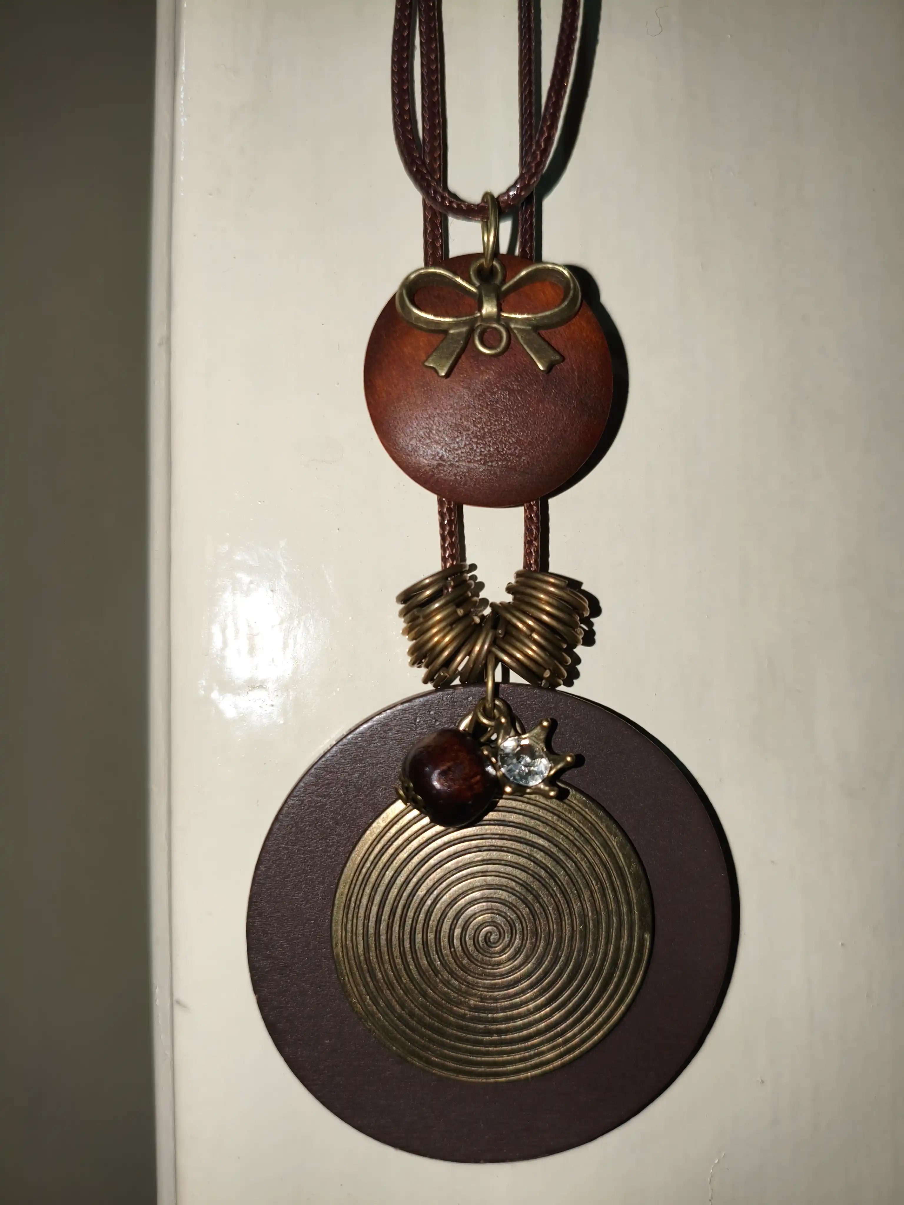Kulonli marjon, yog‘och marjon, vintage marjon, boho uslub marjon, uzun marjon