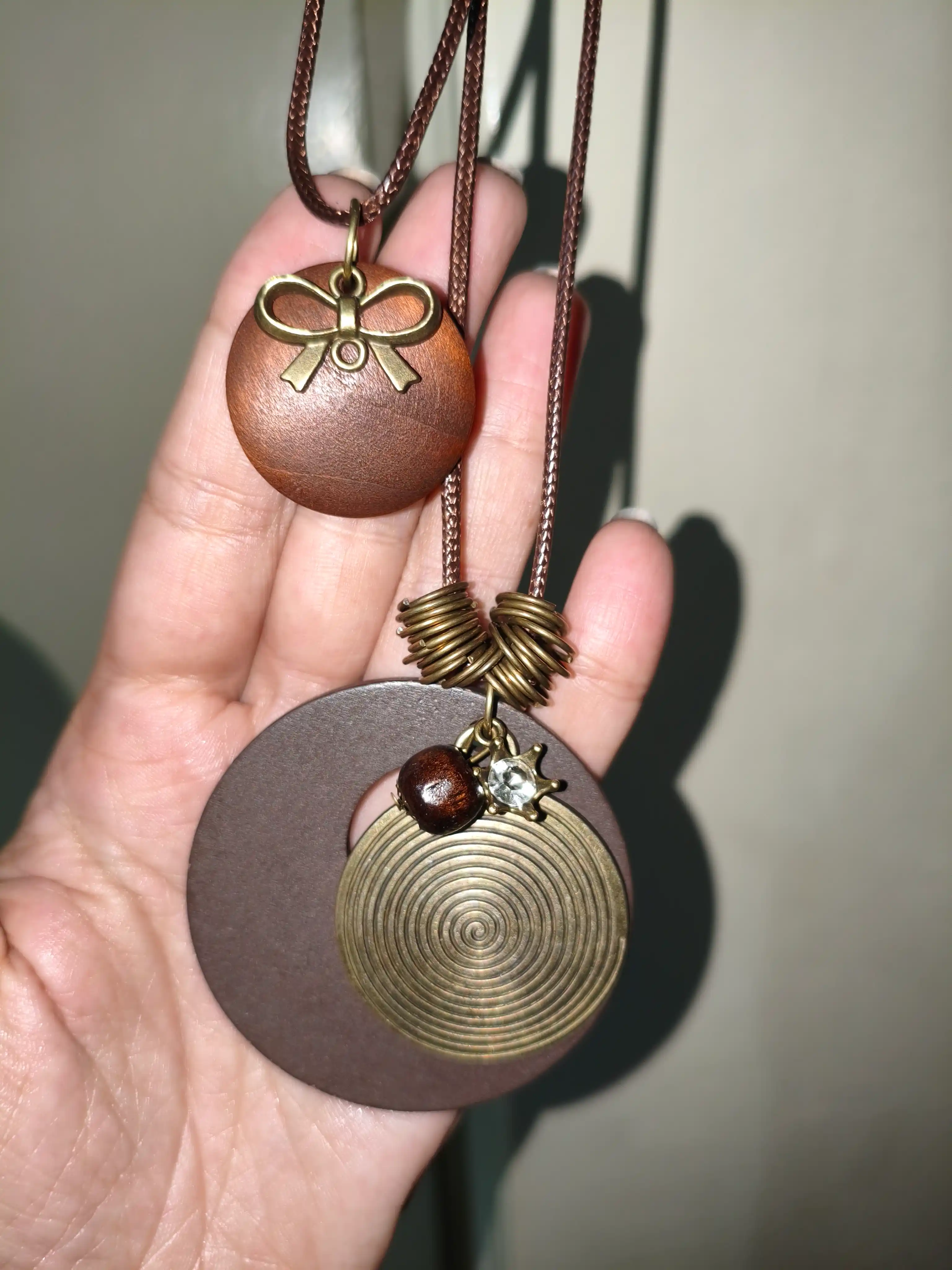 Kulonli marjon, yog‘och marjon, vintage marjon, boho uslub marjon, uzun marjon