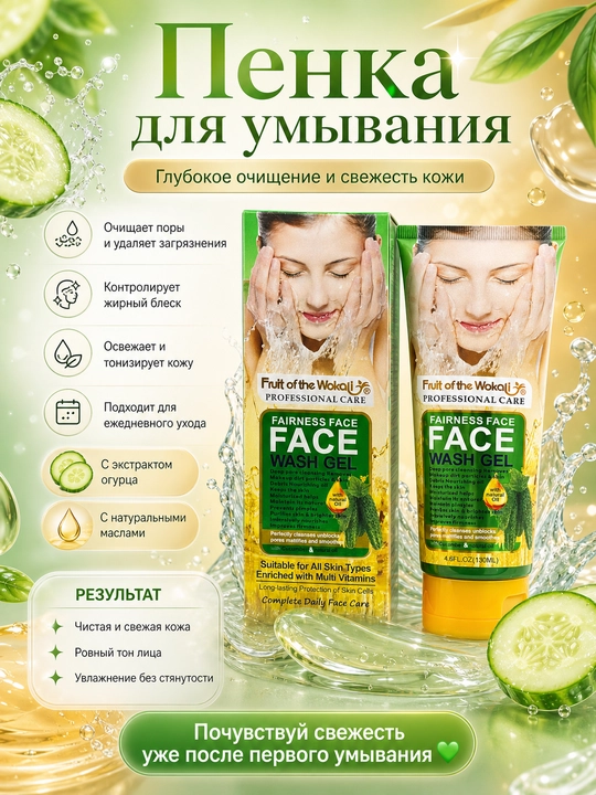 Fruit of the Wokali Fairness Face Wash Gel — yuz yuvish geli - 