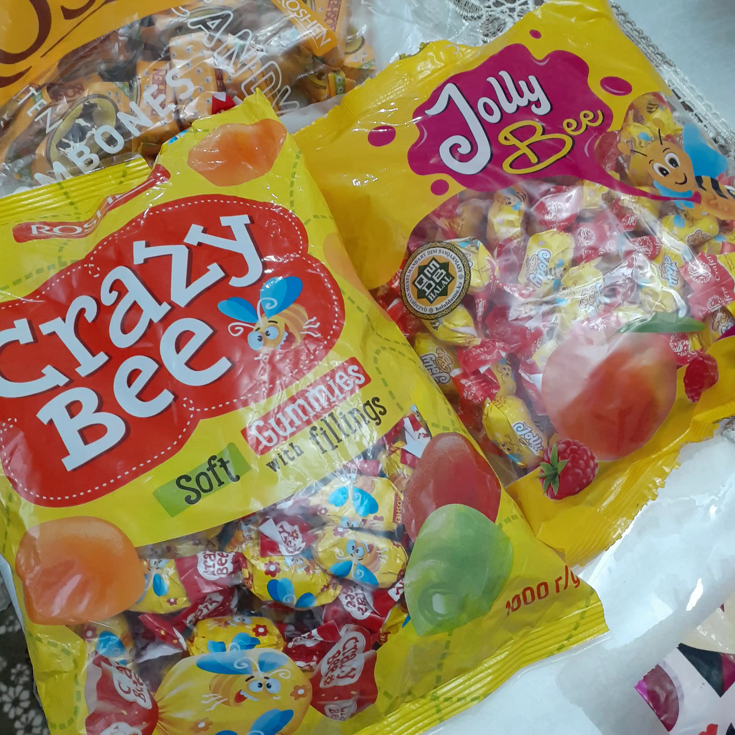 Jeleli konfetlar Jolly Bee shaftoli-malina ta'mli, 500 g