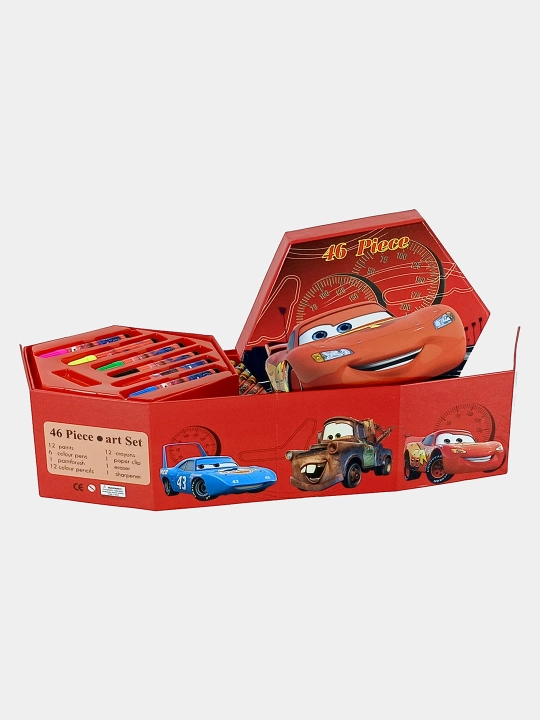 Disney Cars 46 ta Rassomlik To'plami - Bo'yoqlar, Qalamlar va Shamchalar bilan