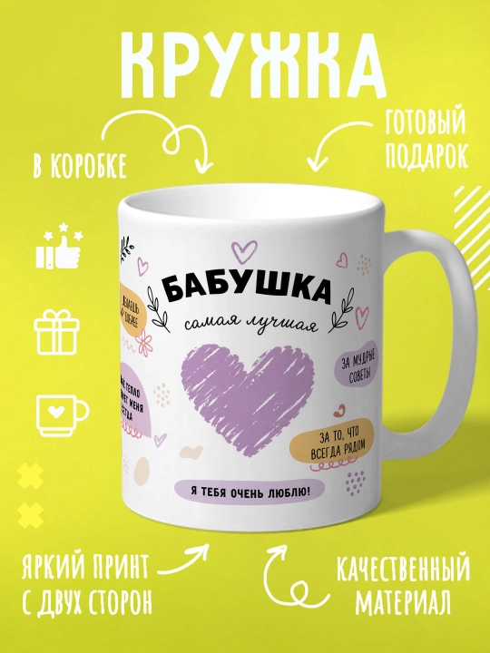 Кружка с принтом в подарок папе, маме, бабушке, дедушке, брату, сестре, сыну, дяде и тёте - 