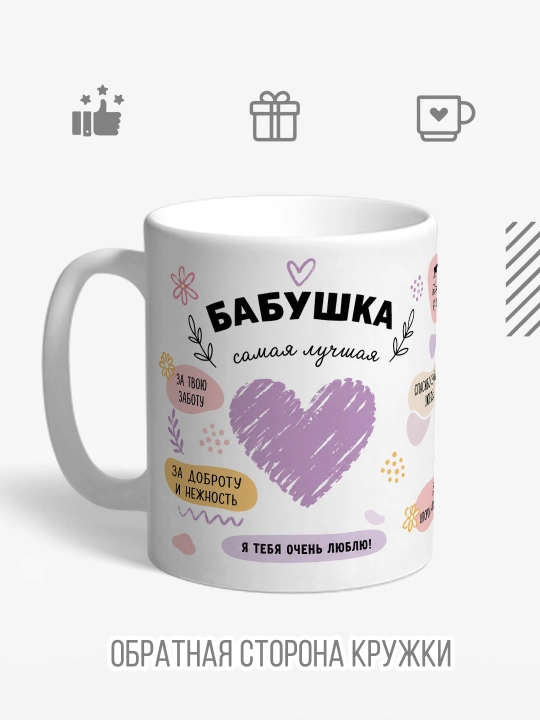 Кружка с принтом в подарок папе, маме, бабушке, дедушке, брату, сестре, сыну, дяде и тёте