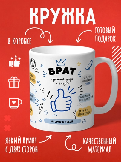 Кружка с принтом в подарок папе, маме, бабушке, дедушке, брату, сестре, сыну, дяде и тёте - 