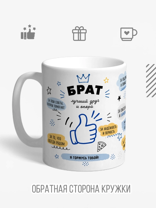 Кружка с принтом в подарок папе, маме, бабушке, дедушке, брату, сестре, сыну, дяде и тёте