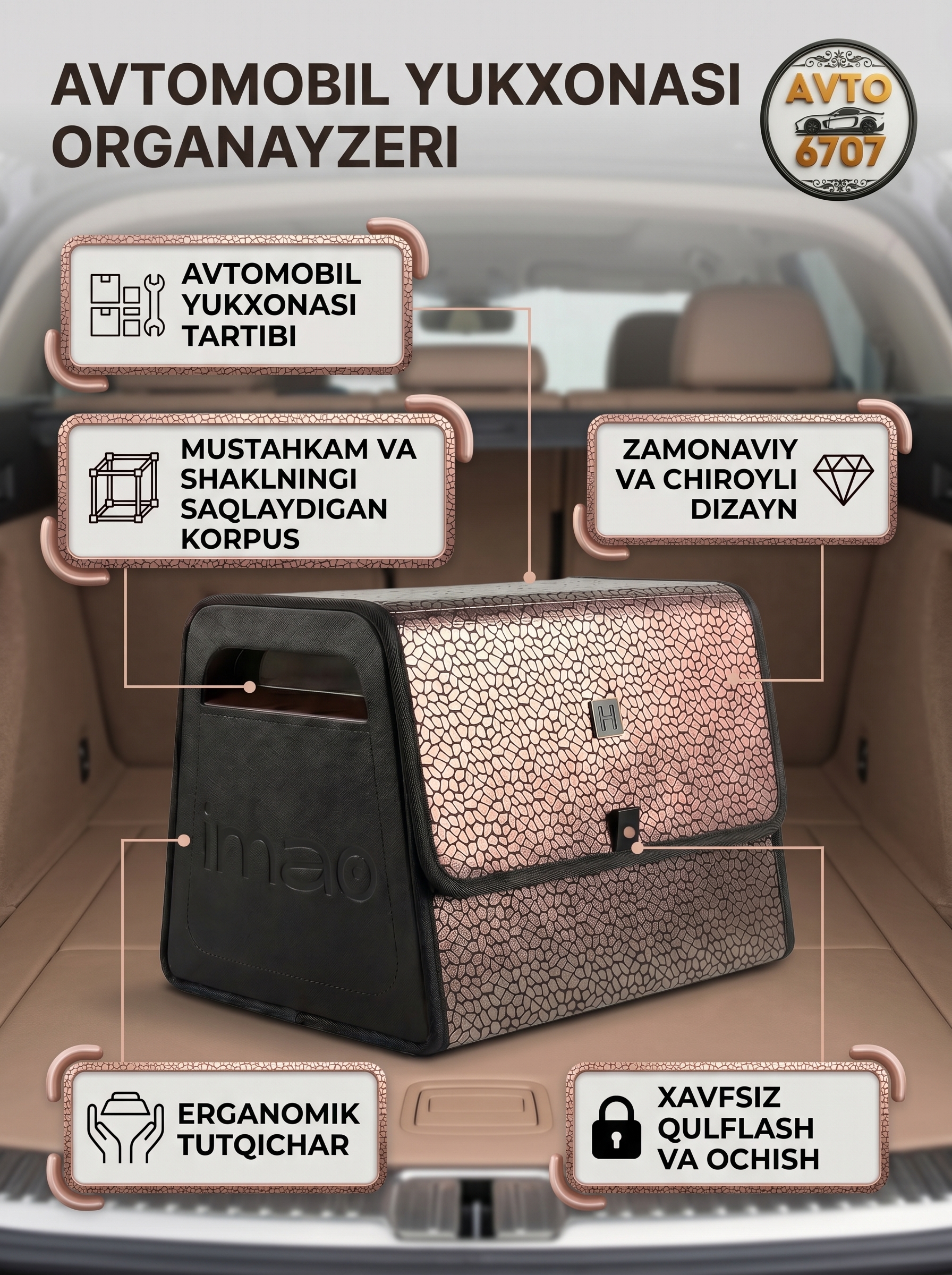 Avtomobil yukxonasi uchun organayzer sumka, bagaj uchun asboblar qutisi, universal - 