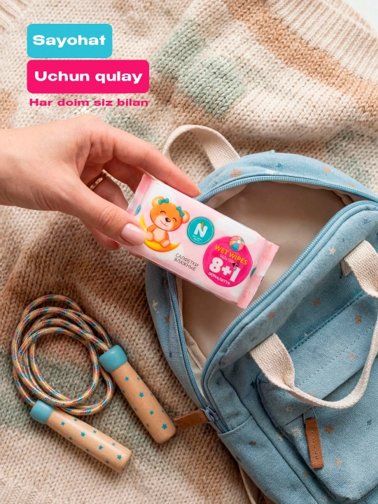 Влажные салфетки ''Natural Fresh'', super mini, 8 + 1