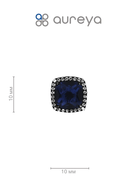 Серьги из серебра 925 пробы с родием, вставки: Сапфир синт., Фианит (OS00150E-0S-VVO)