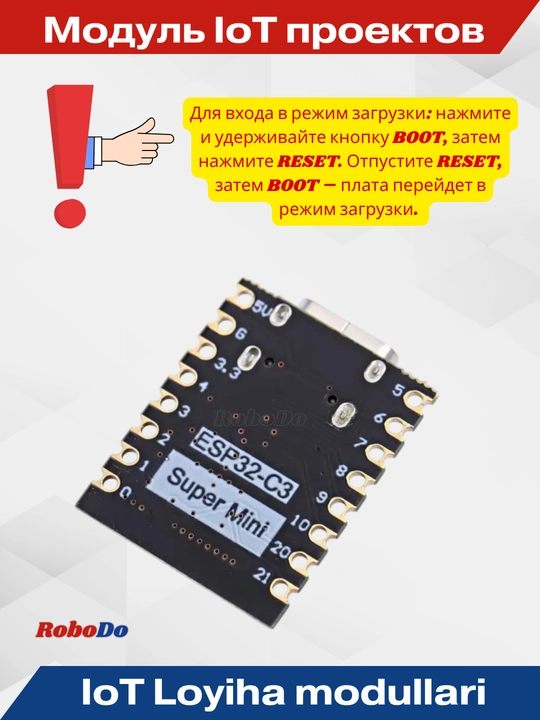 ESP32-C3 Super Mini ishlab chiqish platasi
