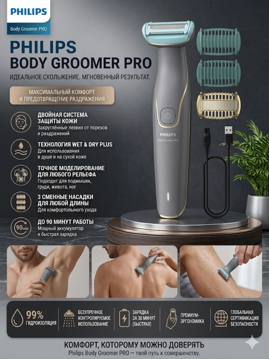 Бритвы для тела Philips для бороды, усов и тела, модели 3470, 3480 и 3485 - 