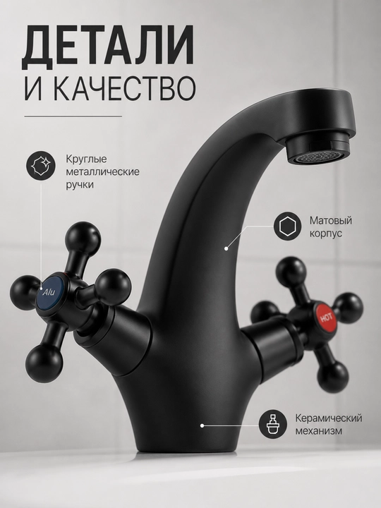 Смеситель для раковины два вентиля металлический керамические кран-буксы с подводкой