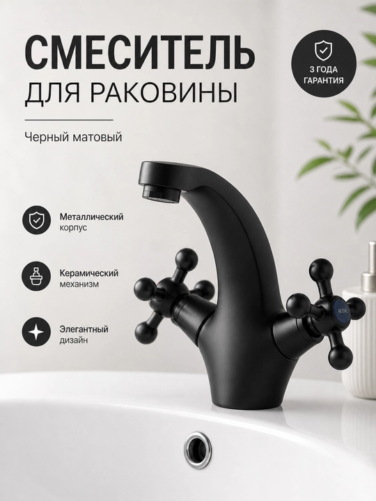 Смеситель для раковины два вентиля металлический керамические кран-буксы с подводкой