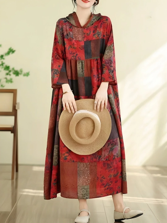Платье, фасон свободного BOHO стиля, соответствующий размерам L, XL, XXL, XXXL