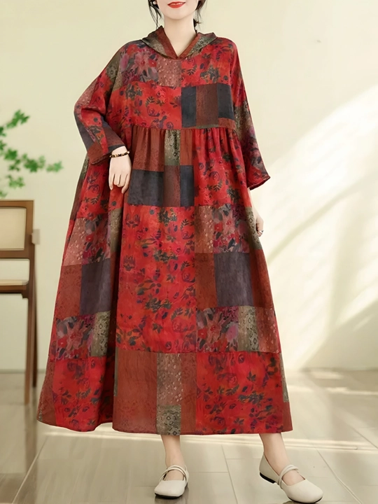 Платье, фасон свободного BOHO стиля, соответствующий размерам L, XL, XXL, XXXL