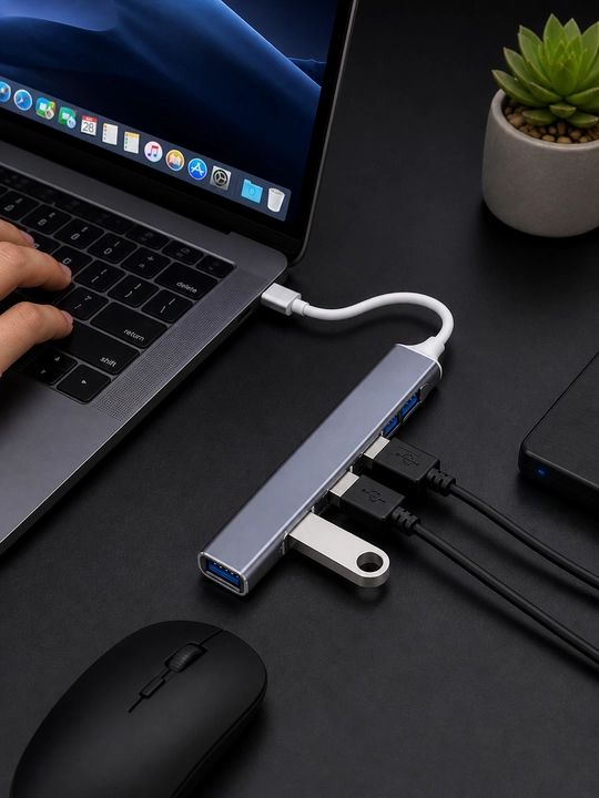 USB HUB 3.0 Type A+C 4 portli, USB hub adapteri