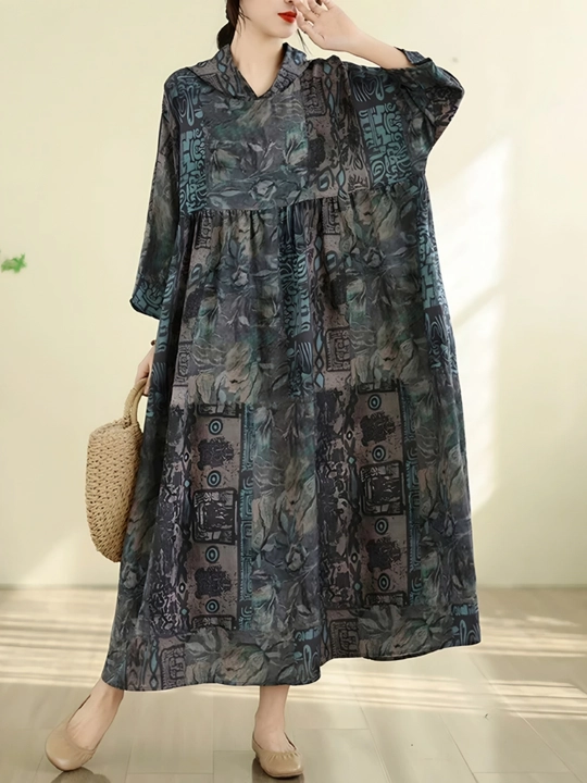 Платье, фасон свободного BOHO стиля, соответствующий размерам L, XL, XXL, XXXL