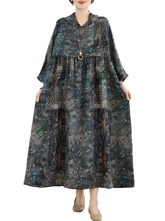 Платье, фасон свободного BOHO стиля, соответствующий размерам L, XL, XXL, XXXL