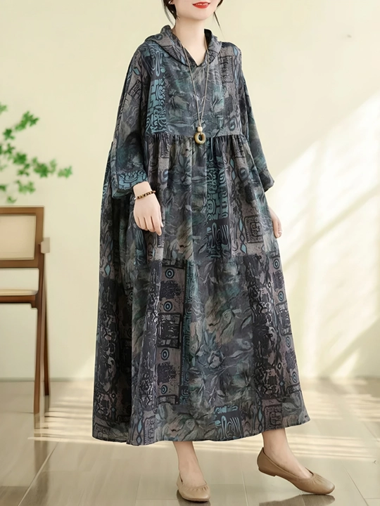 Платье, фасон свободного BOHO стиля, соответствующий размерам L, XL, XXL, XXXL