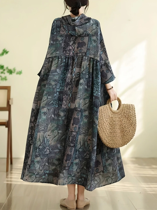 Платье, фасон свободного BOHO стиля, соответствующий размерам L, XL, XXL, XXXL