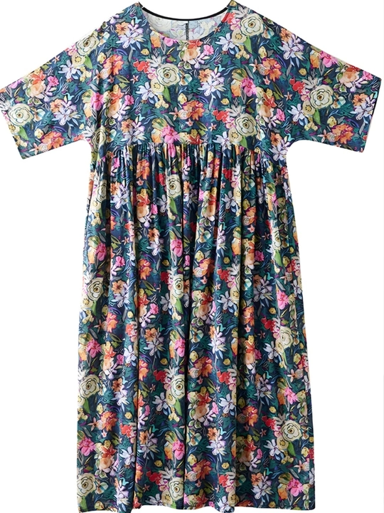 Платье, фасон свободного BOHO стиля, соответствующий размерам L, XL, XXL, XXXL