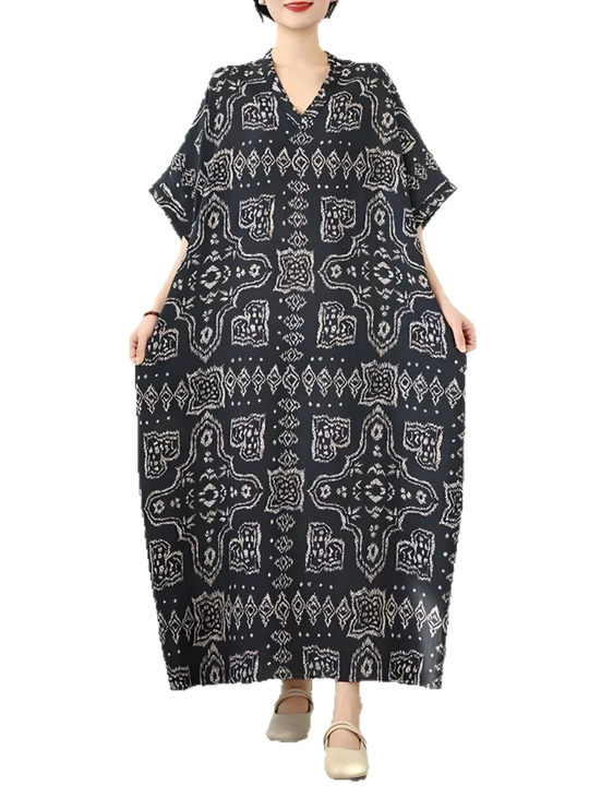 Платье, фасон свободного BOHO стиля, соответствующий размерам L, XL, XXL, XXXL
