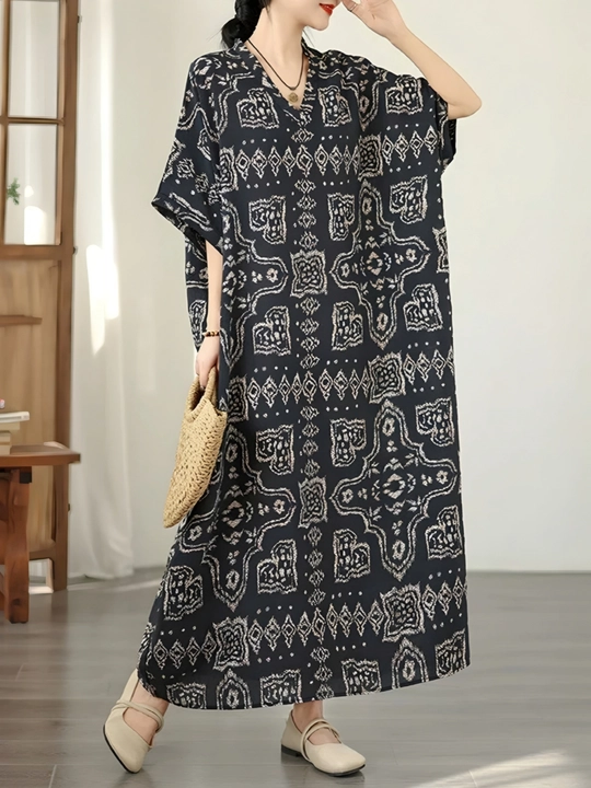 Платье, фасон свободного BOHO стиля, соответствующий размерам L, XL, XXL, XXXL