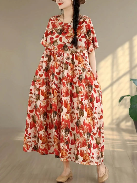 Ko‘ylak, erkin BOHO uslubidagi bichim, L, XL, XXL, XXXL o‘lchamlariga mos keladi