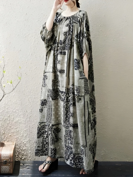 Платье, фасон свободного BOHO стиля, соответствующий размерам L, XL, XXL, XXXL
