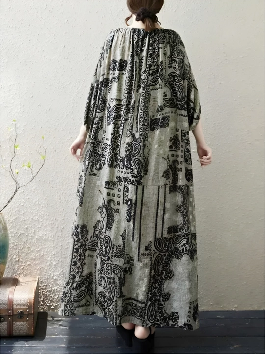 Платье, фасон свободного BOHO стиля, соответствующий размерам L, XL, XXL, XXXL
